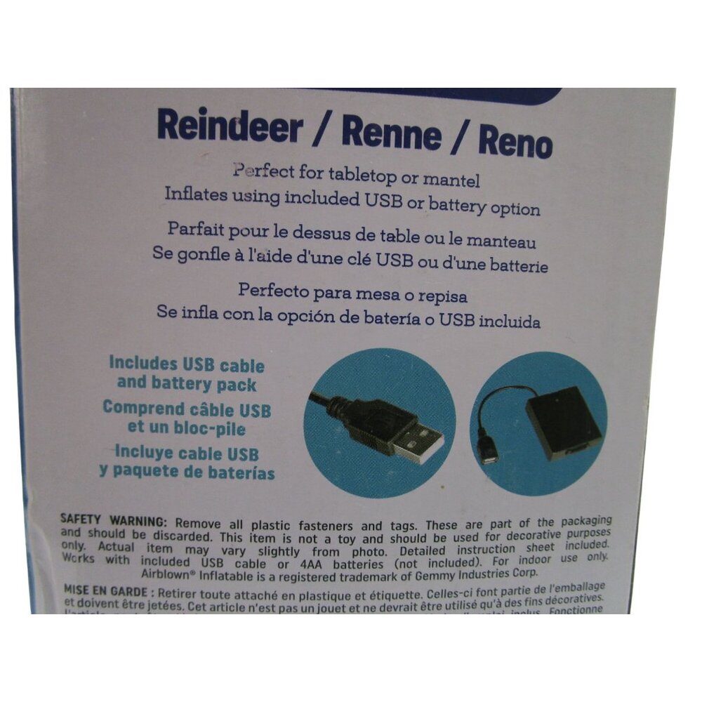 Airdorable Airblown Inflatable Reno Reindeer 22 In Christmas Indoor Use NIB - Picture 11 of 11